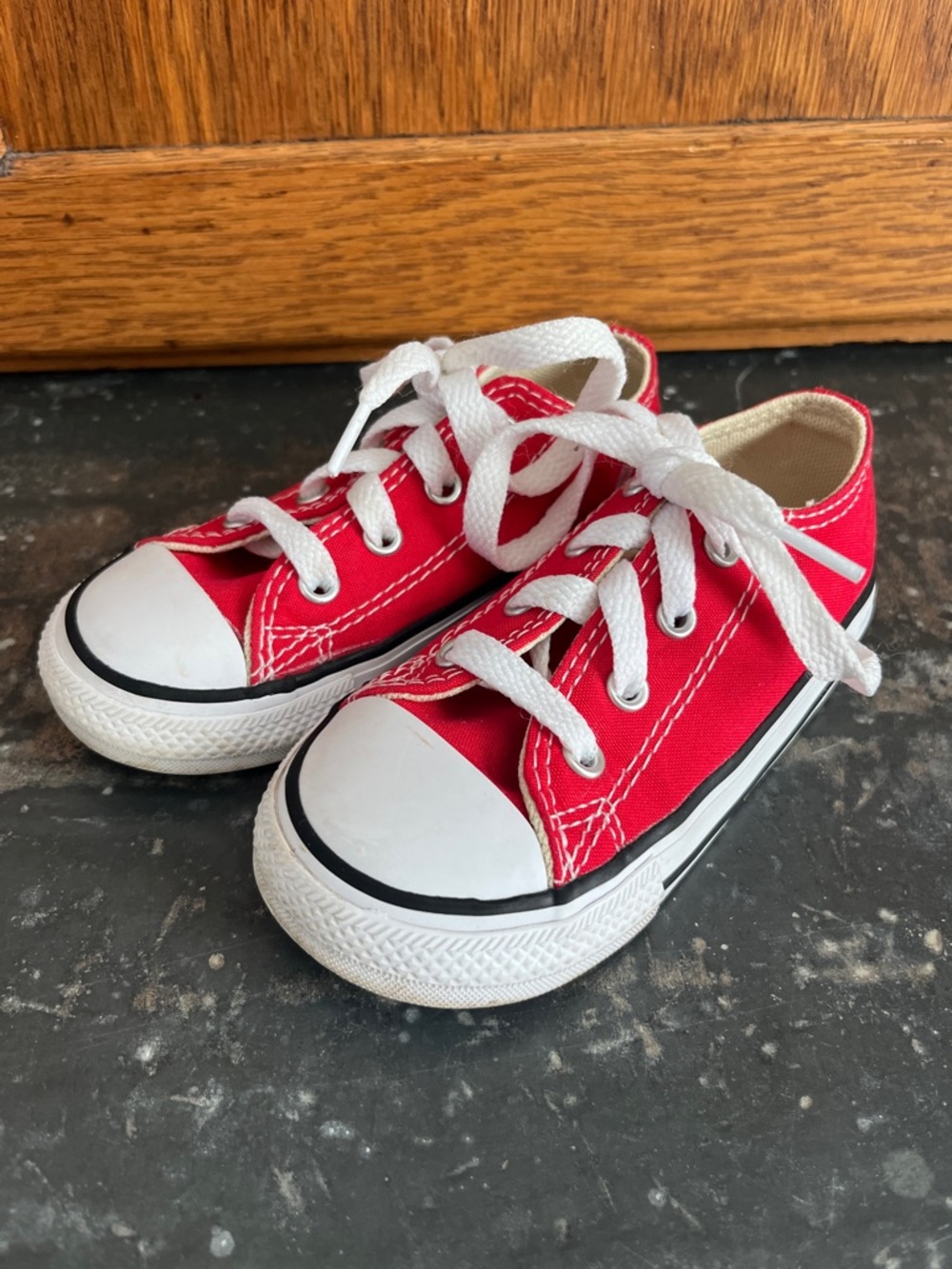 Converse Kids Red Low-Top Canvas Sneakers with White Laces